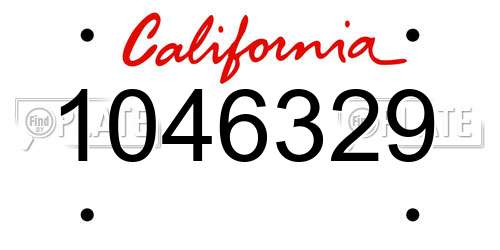 1046329 California License Plate