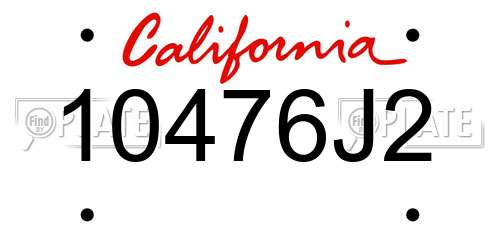 10476J2 California License Plate