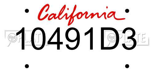 10491D3 California License Plate