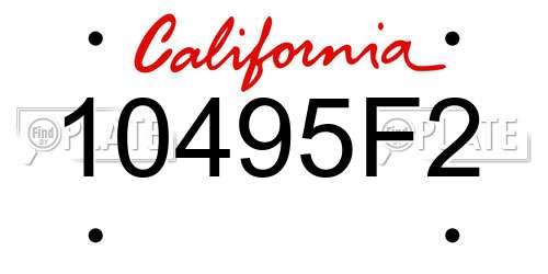 10495F2 California License Plate