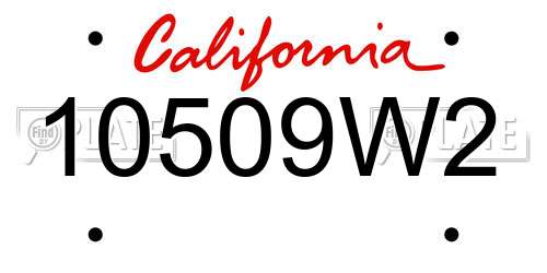 10509W2 California License Plate
