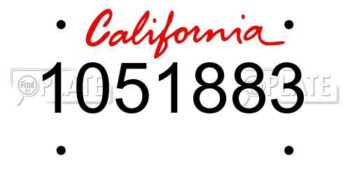 1051883 California License Plate
