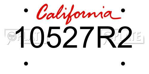 10527R2 California License Plate