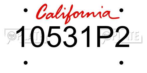 10531P2 California License Plate