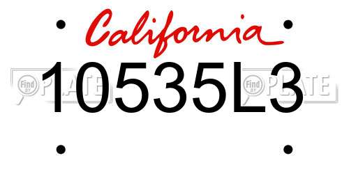 10535L3 California License Plate