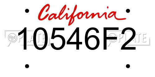 10546F2 California License Plate