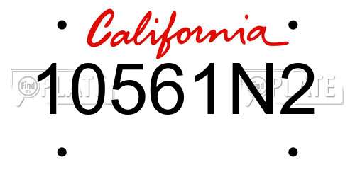 10561N2 California License Plate
