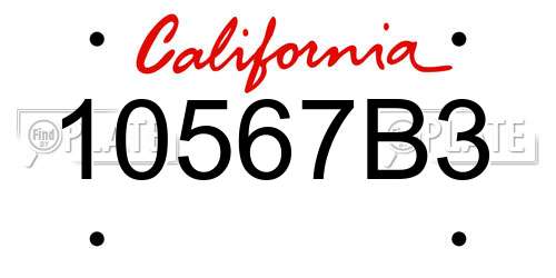 10567B3 California License Plate