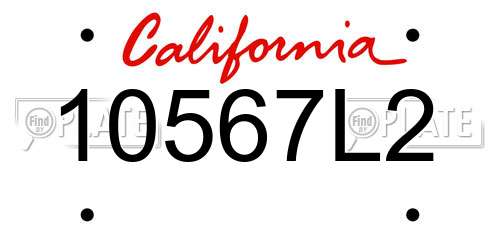 10567L2 California License Plate