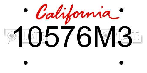 10576M3 California License Plate