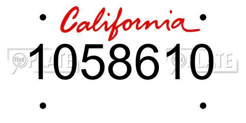 1058610 California License Plate