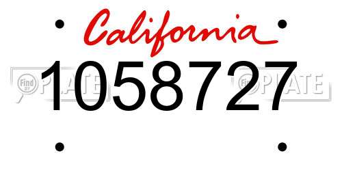 1058727 California License Plate