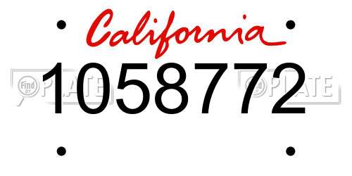 1058772 California License Plate