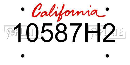 10587H2 California License Plate