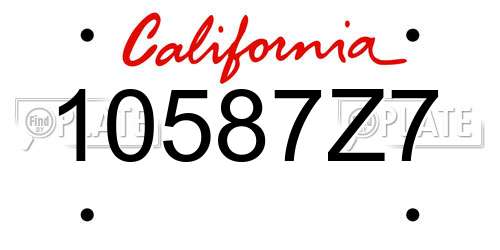 10587Z7 California License Plate