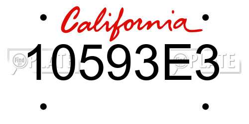 10593E3 California License Plate