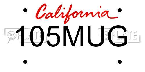 105MUG California License Plate