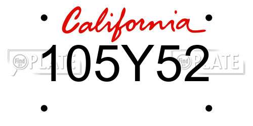 105Y52 California License Plate