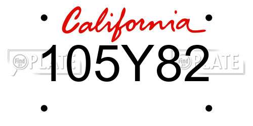 105Y82 California License Plate