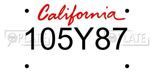 105Y87 California License Plate