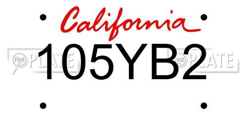 105YB2 California License Plate