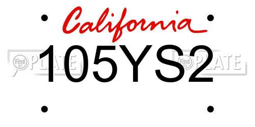 105YS2 California License Plate