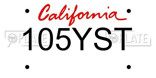 105YST California License Plate