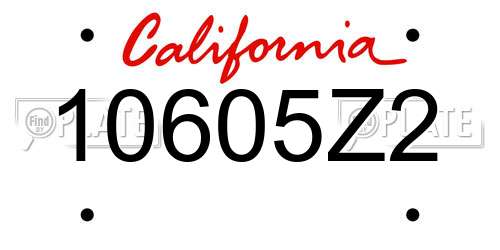 10605Z2 California License Plate