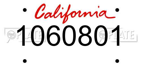 1060801 California License Plate