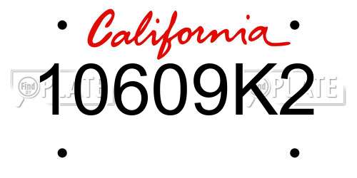 10609K2 California License Plate