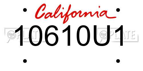 10610U1 California License Plate