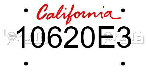 10620E3 California License Plate