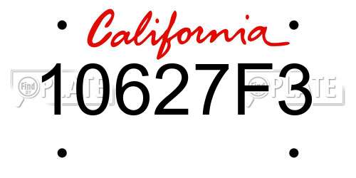 10627F3 California License Plate