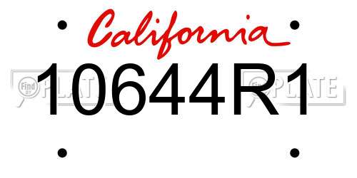 10644R1 California License Plate