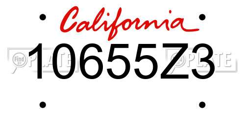10655Z3 California License Plate