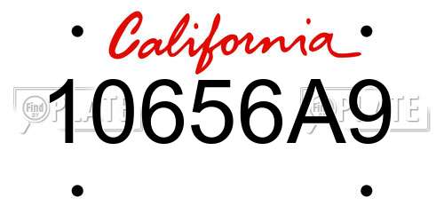 10656A9 California License Plate
