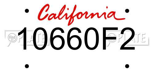 10660F2 California License Plate