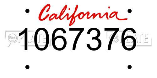 1067376 California License Plate