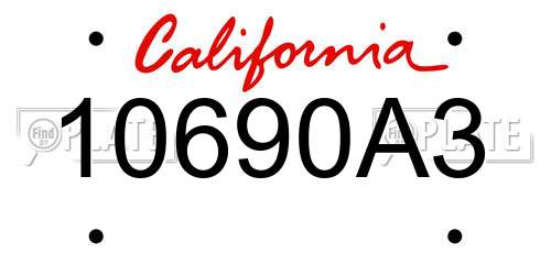 10690A3 California License Plate