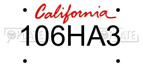 106HA3 California License Plate