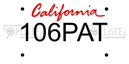 106PAT California License Plate