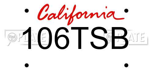 106TSB California License Plate