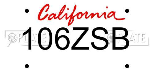 106ZSB California License Plate