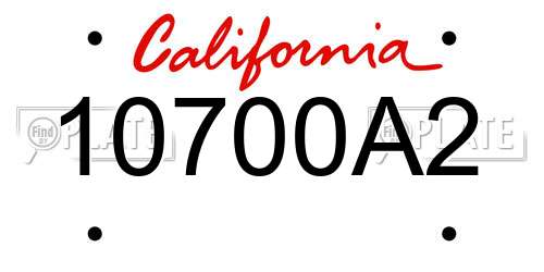 10700A2 California License Plate
