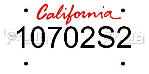 10702S2 California License Plate