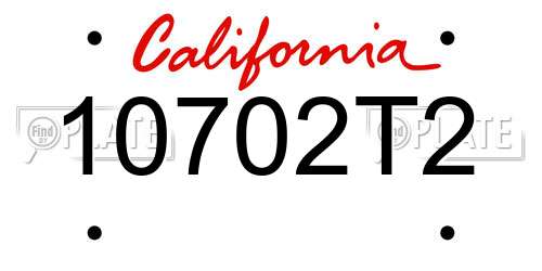 10702T2 California License Plate