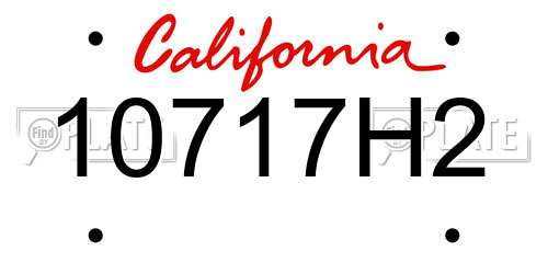 10717H2 California License Plate