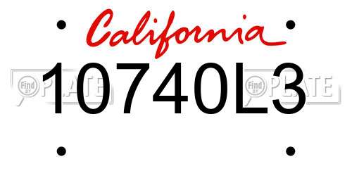 10740L3 California License Plate