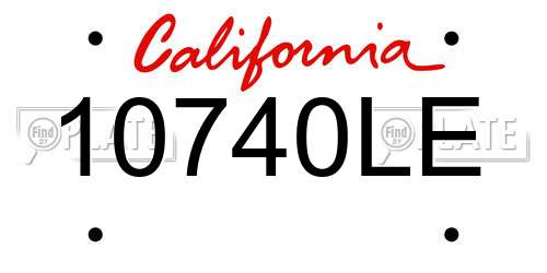 10740LE California License Plate