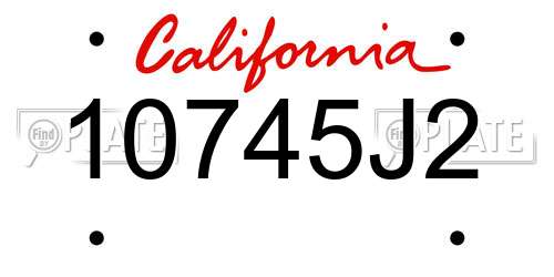 10745J2 California License Plate
